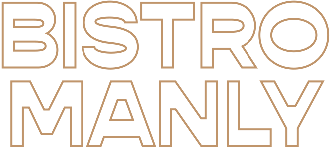 Bistro Manly restaurant - logo in tan outline